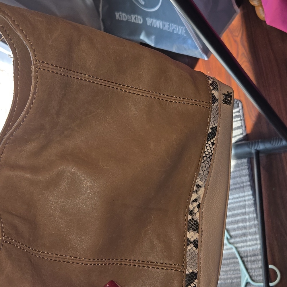 The Sack Shoulder Bag with snake skin print, EUC